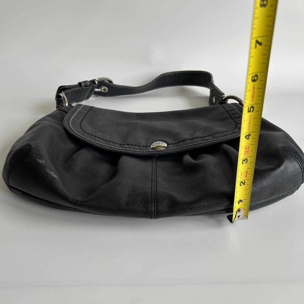 Coach Soho Pleated Flap Black Pebbled Leather Shoulder Bag Good12
