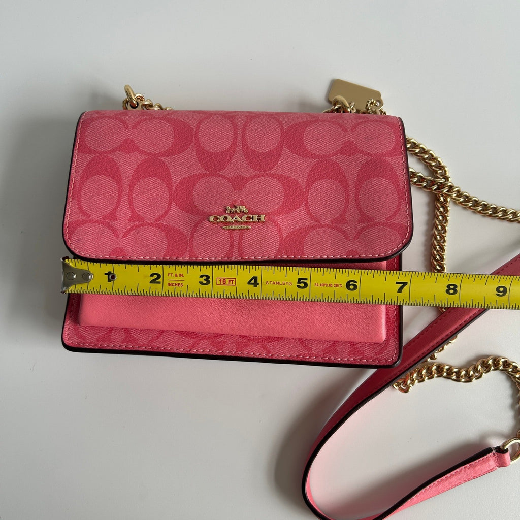 Coach Mini Klare Pink Signature Canvas Leather Crossbody Excellent6