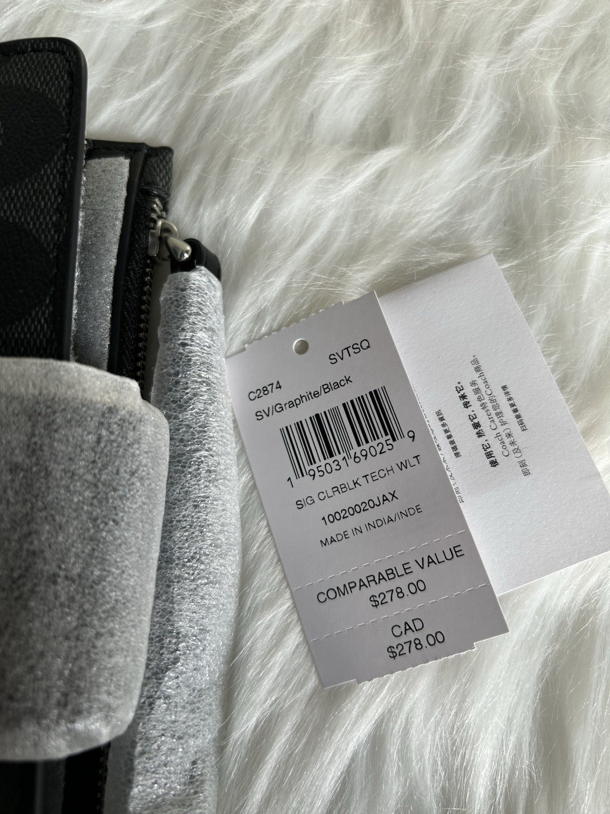 Coach Tech Wallet Graphite Black Signature Canvas C2874 NEW3