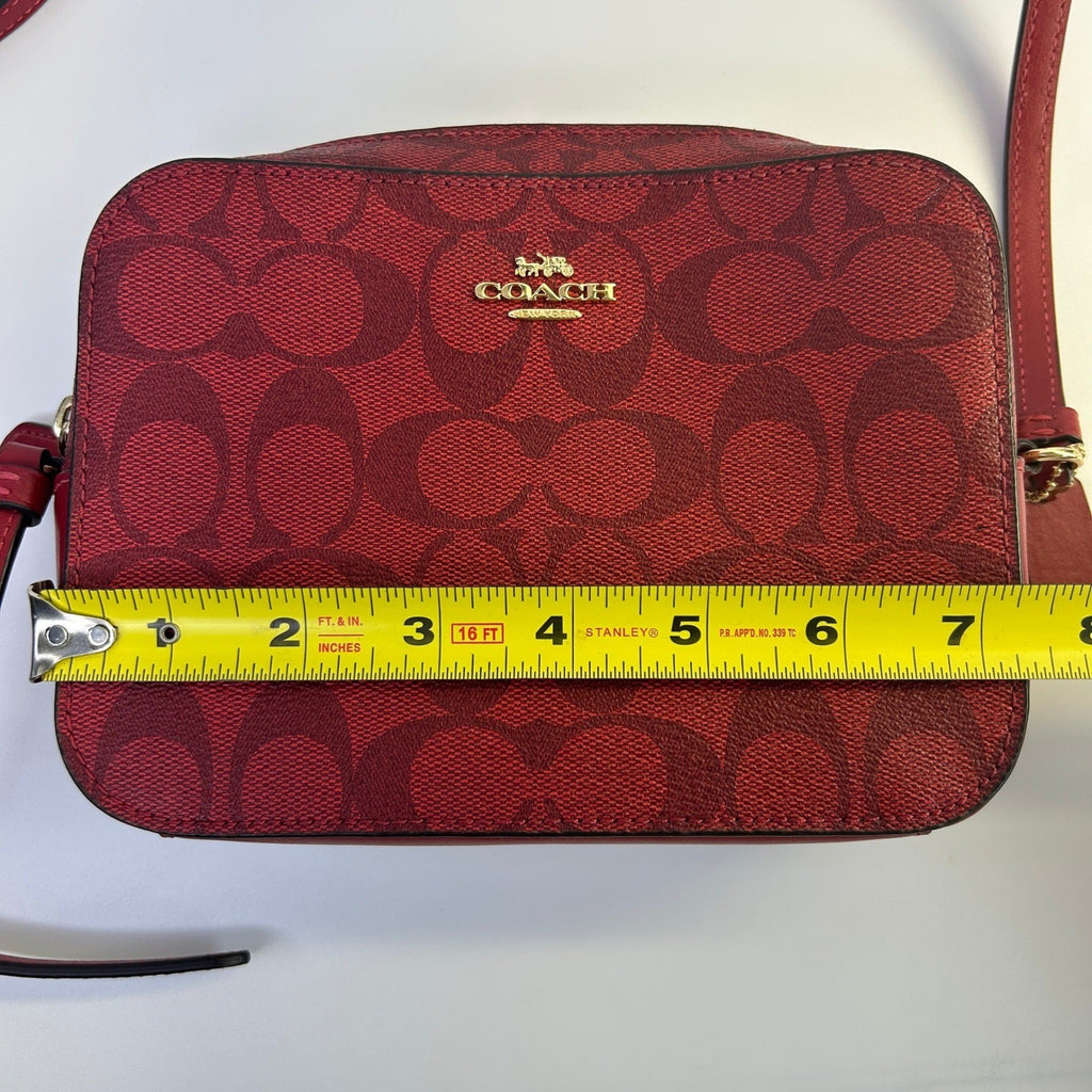 Coach Mini Camera Bag Red Signature Canvas Crossbody 91677 Excellent3