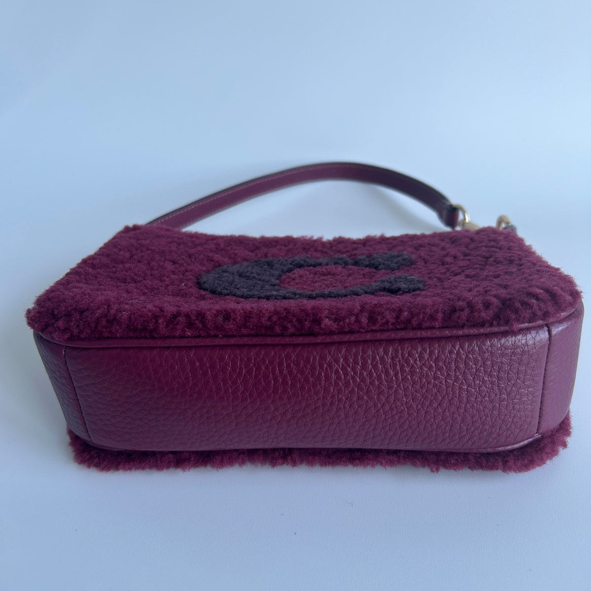 Coach Nolita 19 Wine Shearling Leather Shoulder Bag Excellent2
