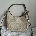 Coach Jules Hobo Khaki Chalk White Canvas Leather Shoulder Bag Excellent0
