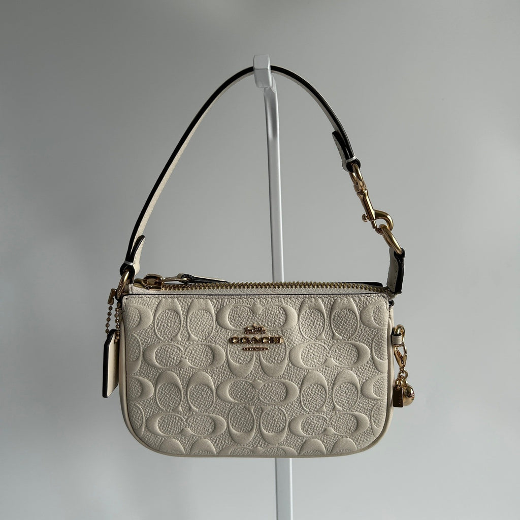 Coach Nolita 15 Chalk White Signature Leather Wristlet Excellent0