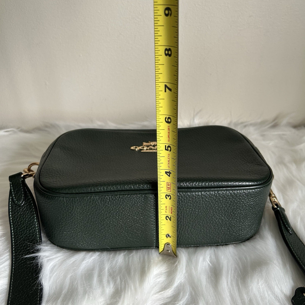 Coach Jamie Camera Bag Forest Green Pebbled Leather Crossbody Excellent8