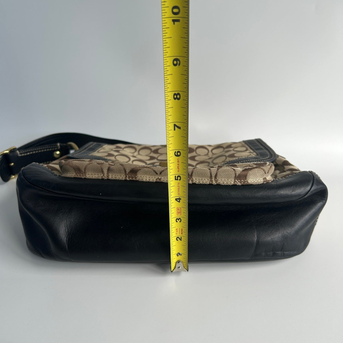 Coach Ali Legacy Brown Black Monogram Canvas Leather Shoulder Bag 10338 Good11