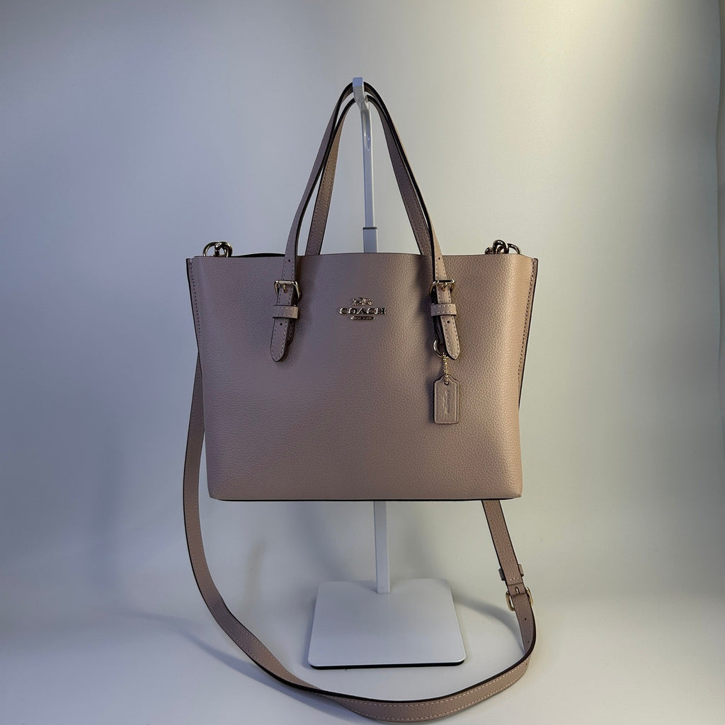 Coach Mollie Tote 25 Faded Blush Pebbled Leather Crossbody Bag Excellent0