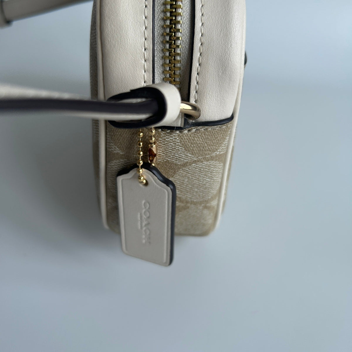 Coach Mini Jamie Camera Bag Chalk White Signature Canvas Crossbody Excellent2