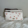 Coach Double Zip Wallet Chalk White Pebbled Leather Wristlet Excellent0