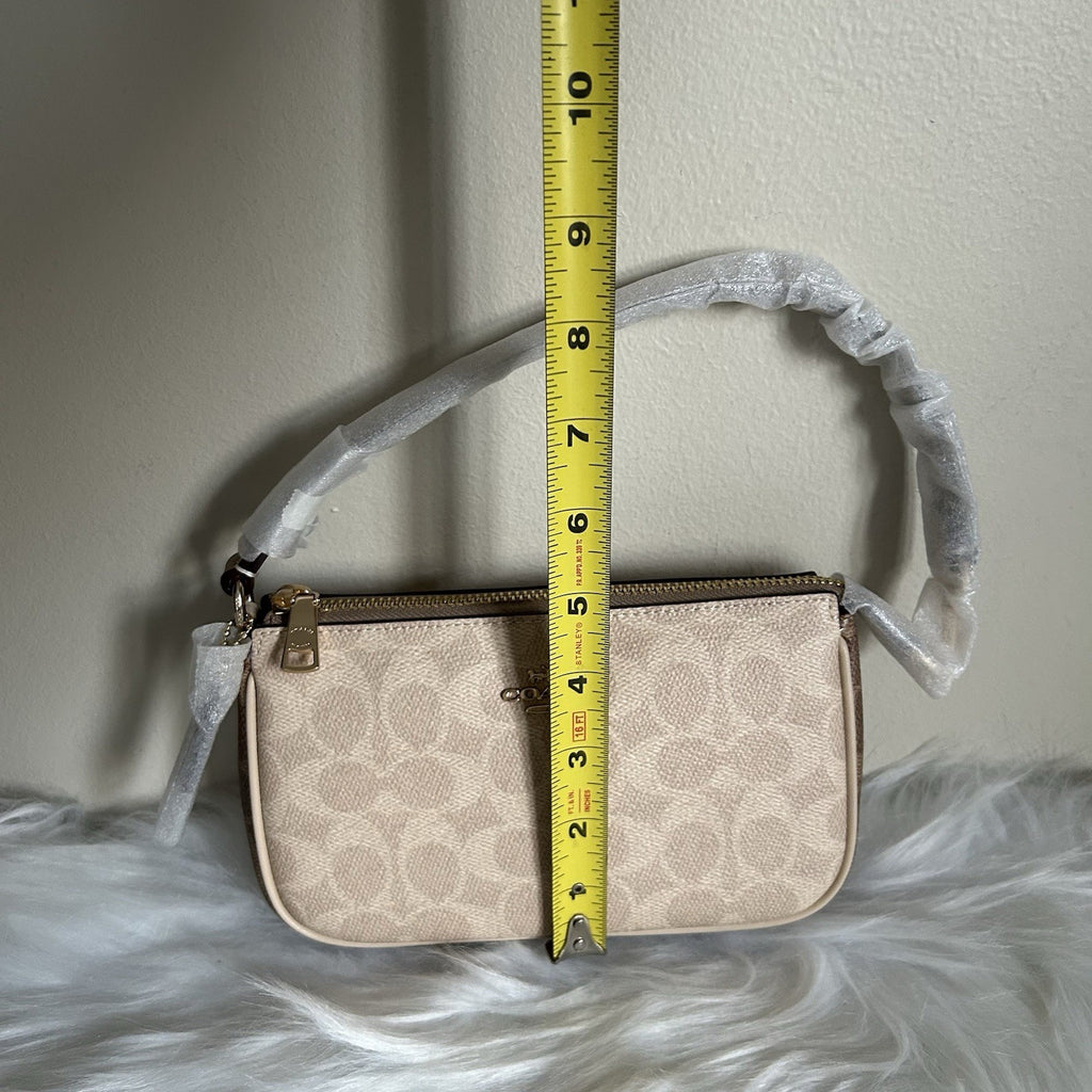 Coach Nolita 19 Sand Tan Signature Canvas Leather Wristlet Bag NEW7