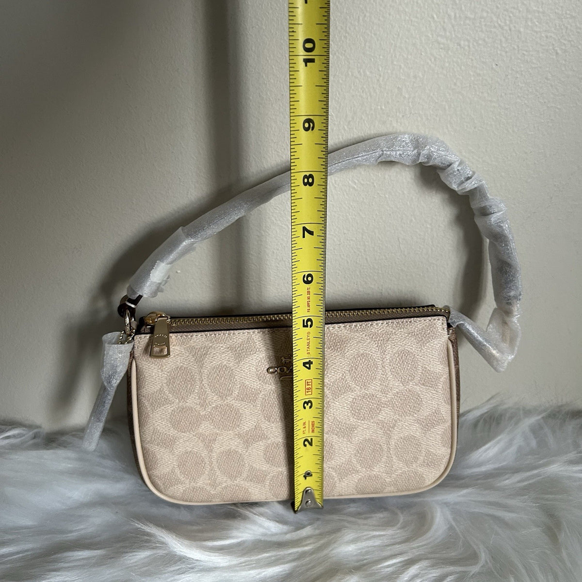 Coach Nolita 19 Sand Tan Signature Canvas Leather Wristlet Bag NEW7