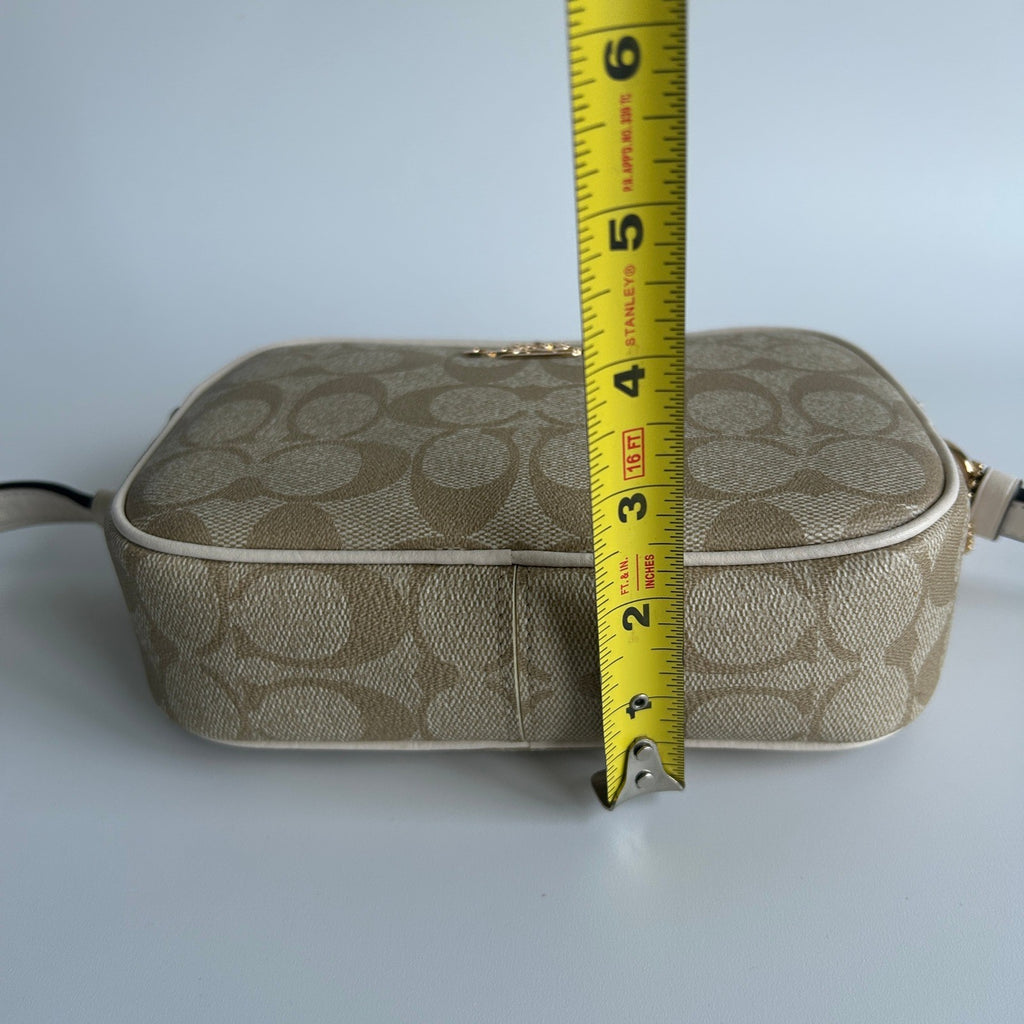 Coach Mini Jamie Camera Bag Chalk White Signature Canvas Crossbody Excellent9