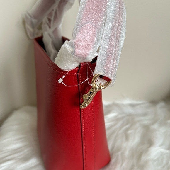 Coach City Bucket Bold Red Pebbled Leather Bag NEW2