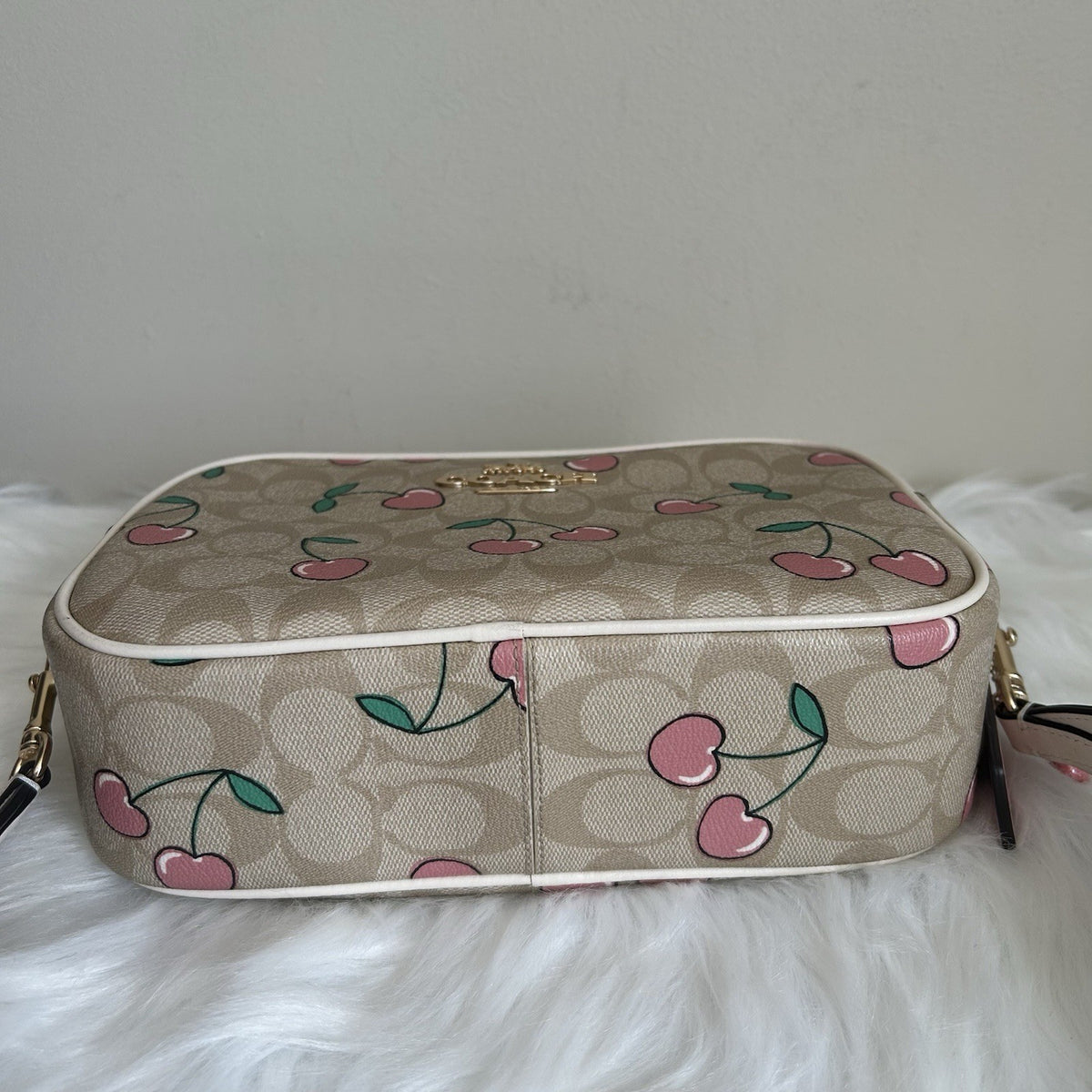 Coach Jamie Heart Cherry Chalk Signature Canvas Leather Camera Bag Excellent4