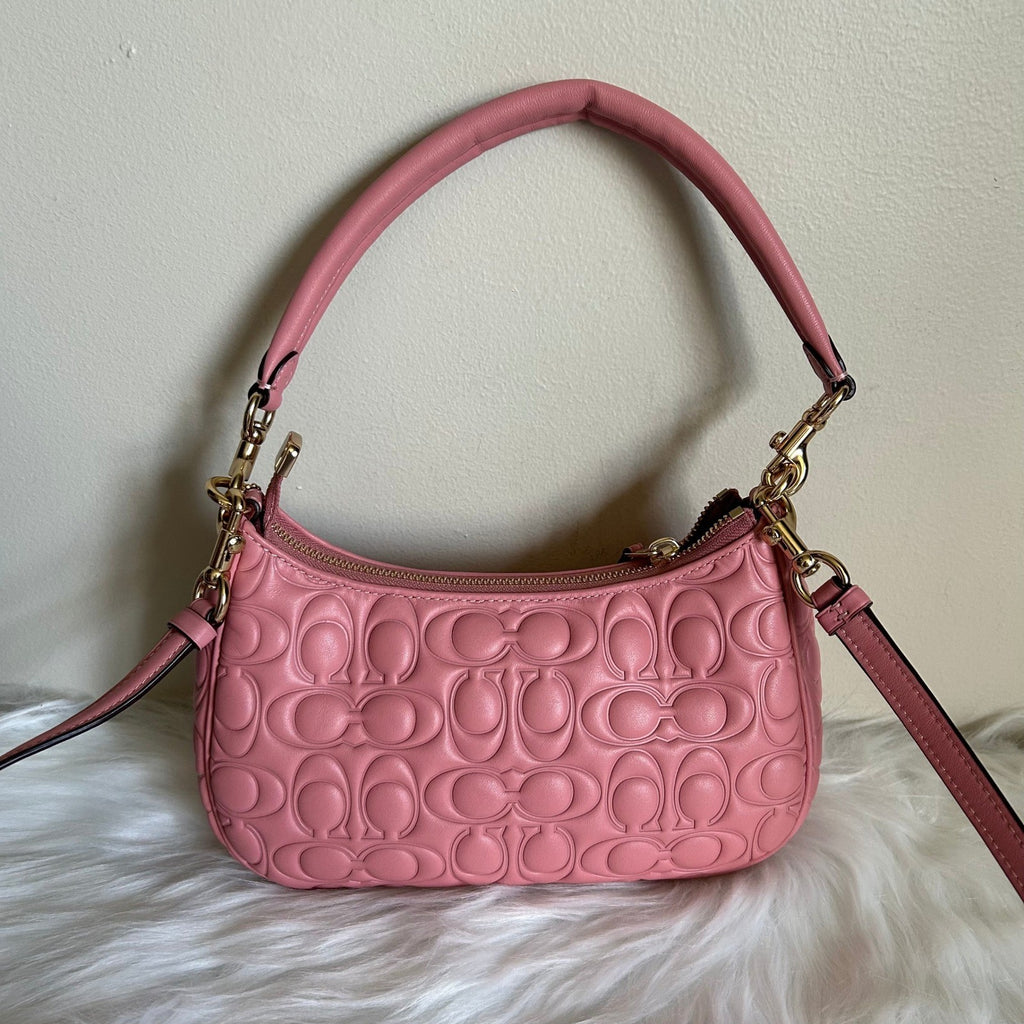 Coach Teri Pink Signature Leather Shoulder Bag Excellent2