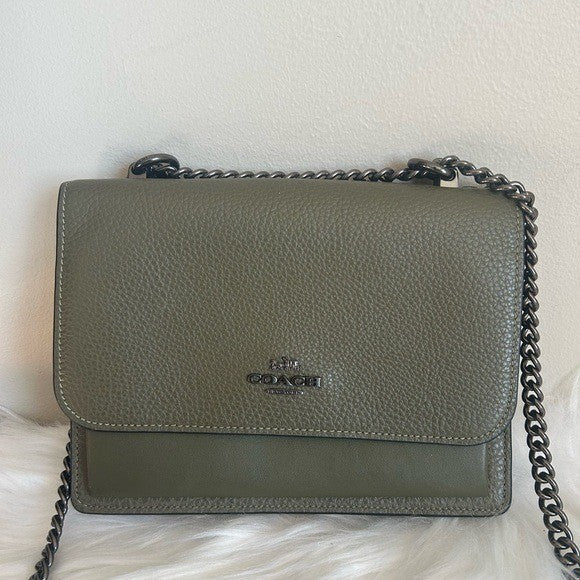 Coach Klare Olive Green Pebbled Leather Crossbody Bag Good0