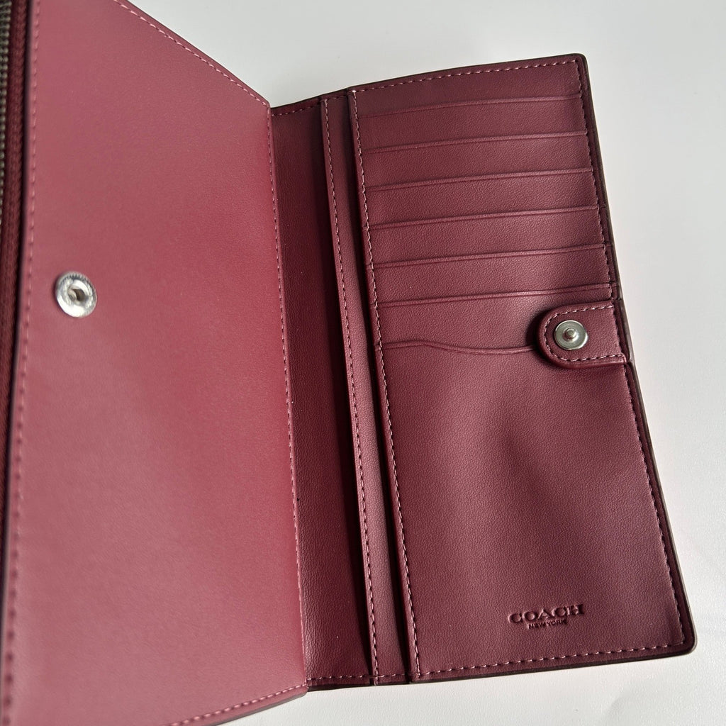 Coach Wyn Pink Pebbled Leather Soft Wallet Good3