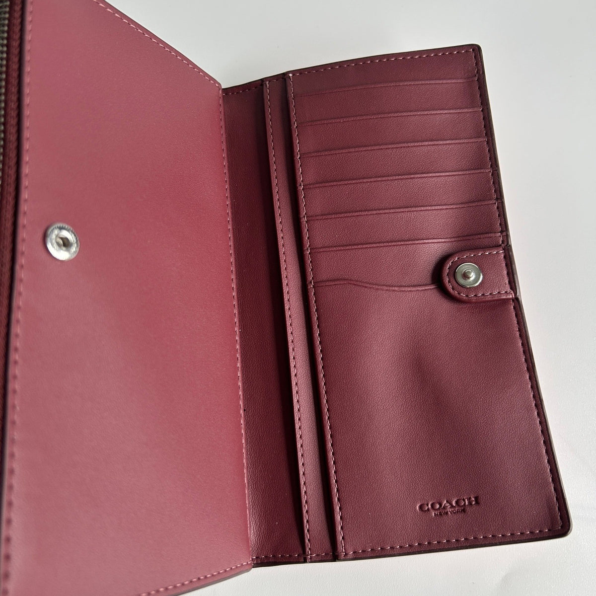 Coach Wyn Pink Pebbled Leather Soft Wallet Good3