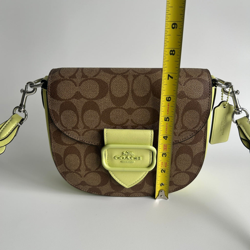 Coach Morgan Saddle Bag Brown Lime Signature Canvas CJ615 Excellent8