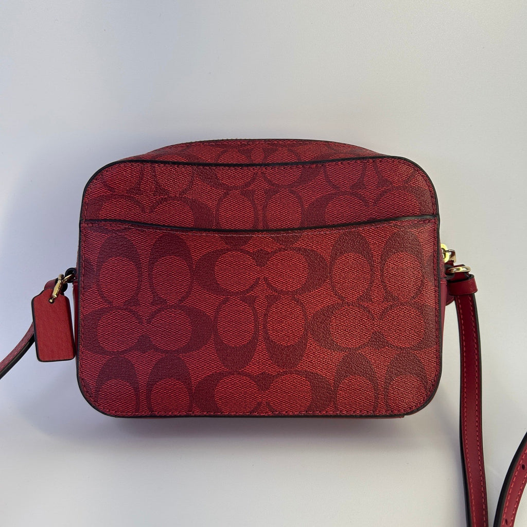 Coach Mini Camera Bag Red Signature Canvas Crossbody 91677 Excellent1
