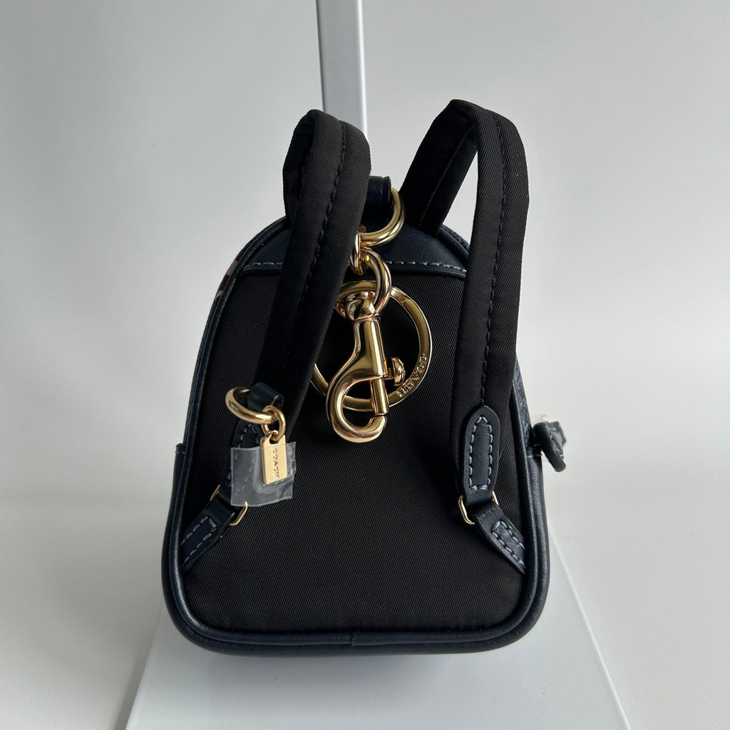 Coach Mini Court Midnight Navy Cherry Signature Canvas Backpack Bag Charm CZ0961