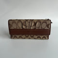 Coach Soho Khaki Brown Signature Jacquard Leather Trifold Wallet 42819 Good0