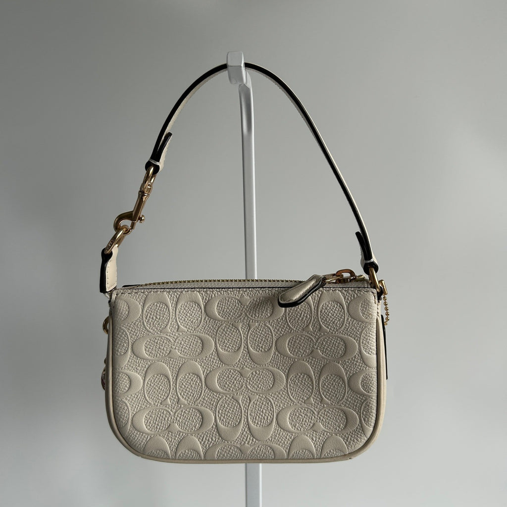 Coach Nolita 15 Chalk White Signature Leather Wristlet Excellent1