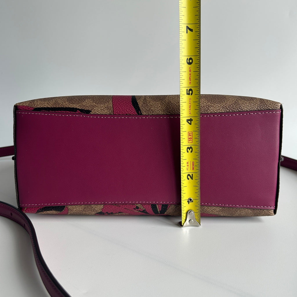 Coach Mollie Tote 25 Brown Pink Signature Canvas Bow Print Tote Excellent6