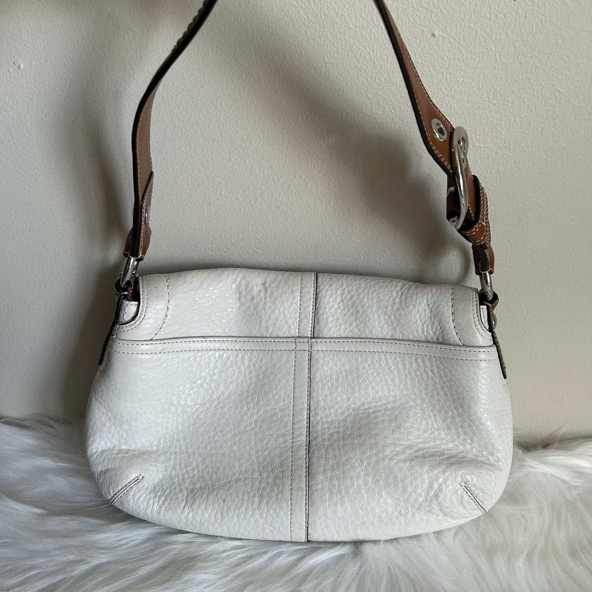 Coach Soho Chalk White Pebbled Leather Shoulder Bag Good1
