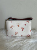 Coach Small Wristlet Chalk White Bow Print Coated Canvas Excellent0