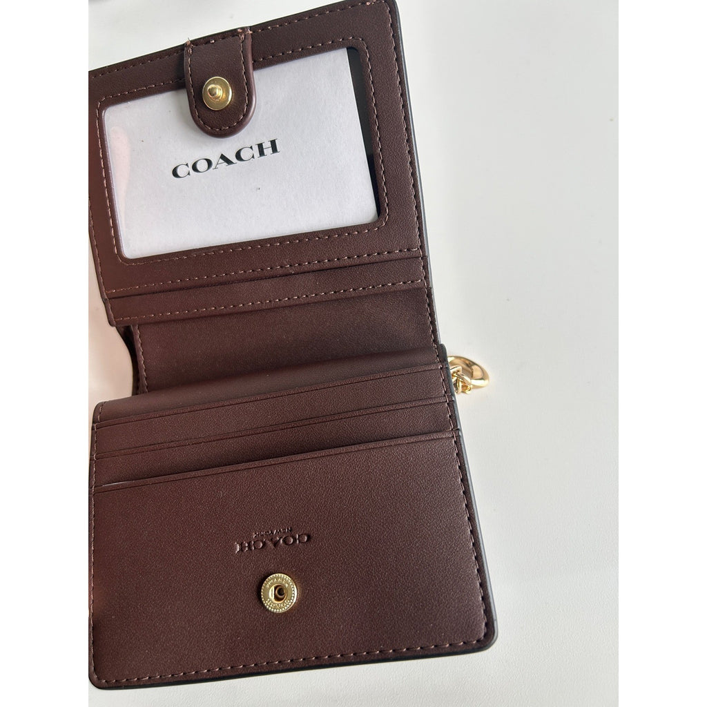 Coach Snap Wallet Brown Signature Chenille CCQ32 Excellent2