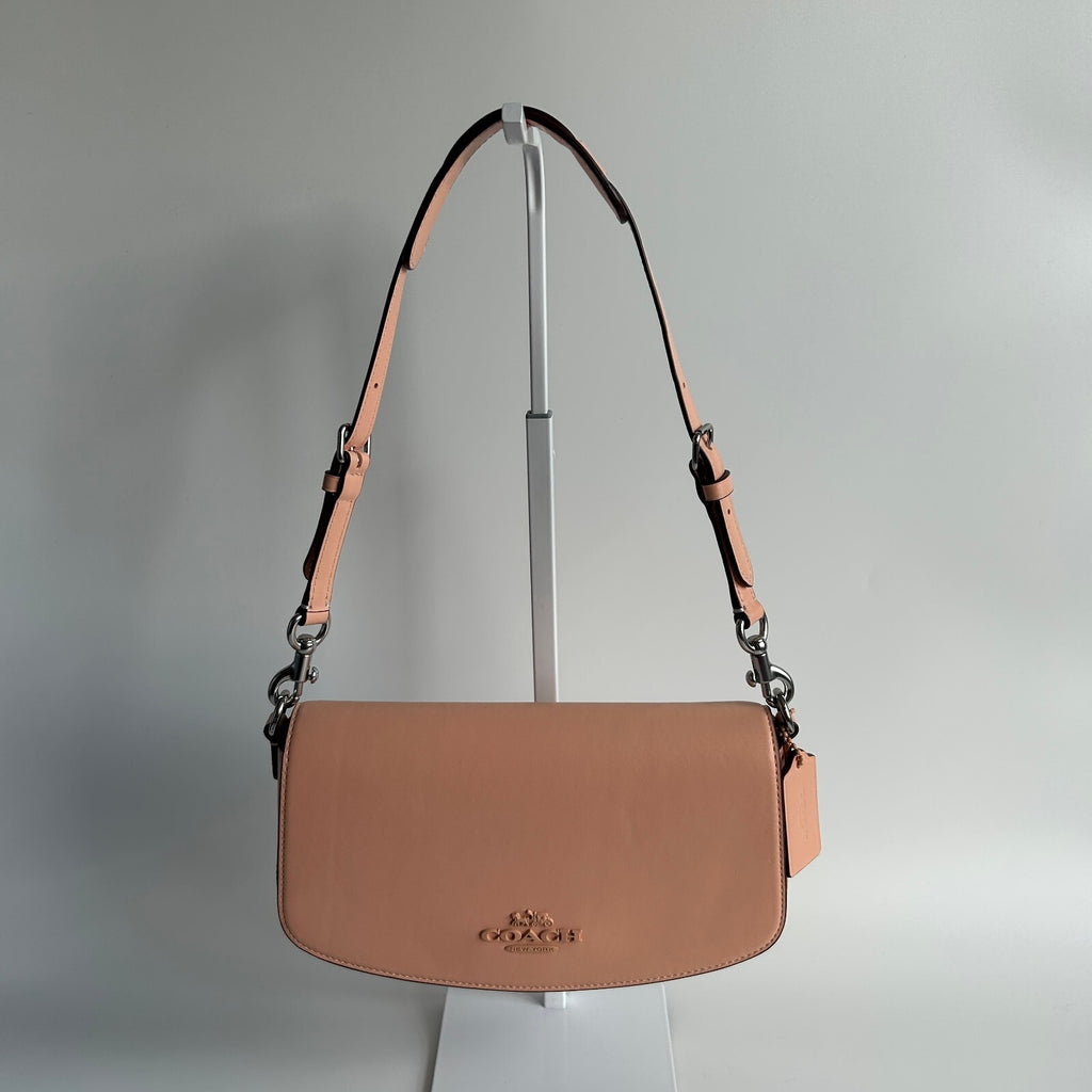 Coach Andrea Shoulder Bag Faded Blush Peach Smooth Leather Flap CT7680