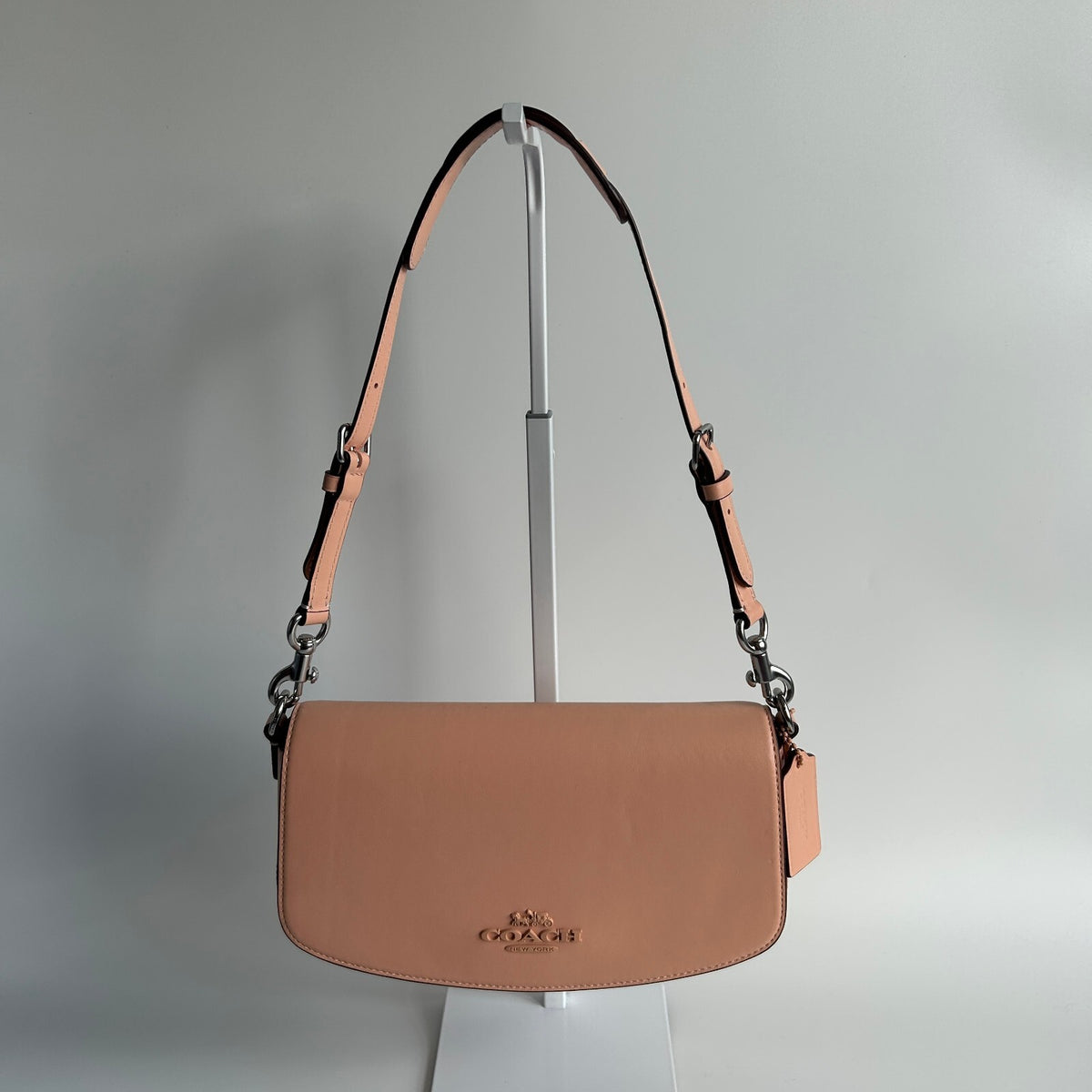 Coach Andrea Shoulder Bag Faded Blush Peach Smooth Leather Flap CT7680