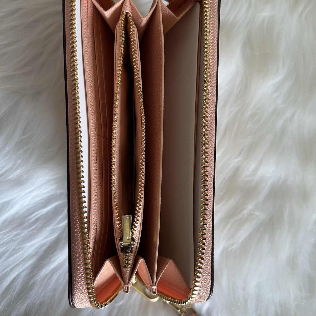 Coach Long Zip Around Faded Blush Crossgrain Leather Wallet NWT2