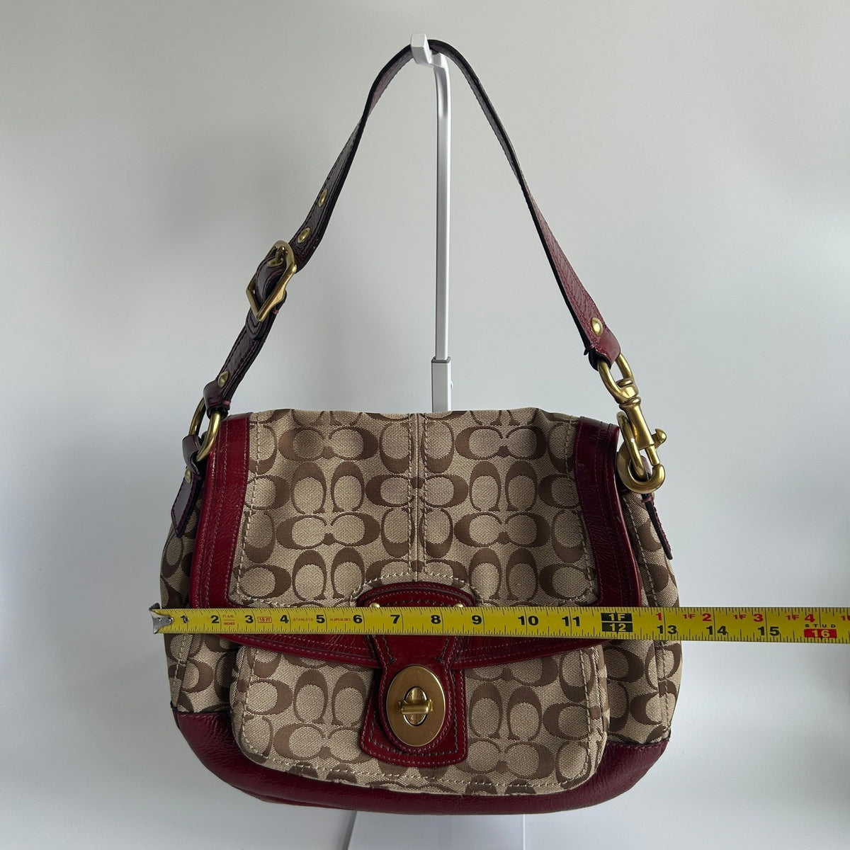 Coach Legacy Signature Ali Flap Mahogany Patent Leather Shoulder Bag Excellent7
