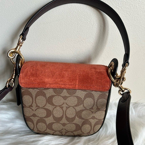 Coach Kleo Hobo Brown Rust Signature Canvas Suede Shoulder Bag Excellent2