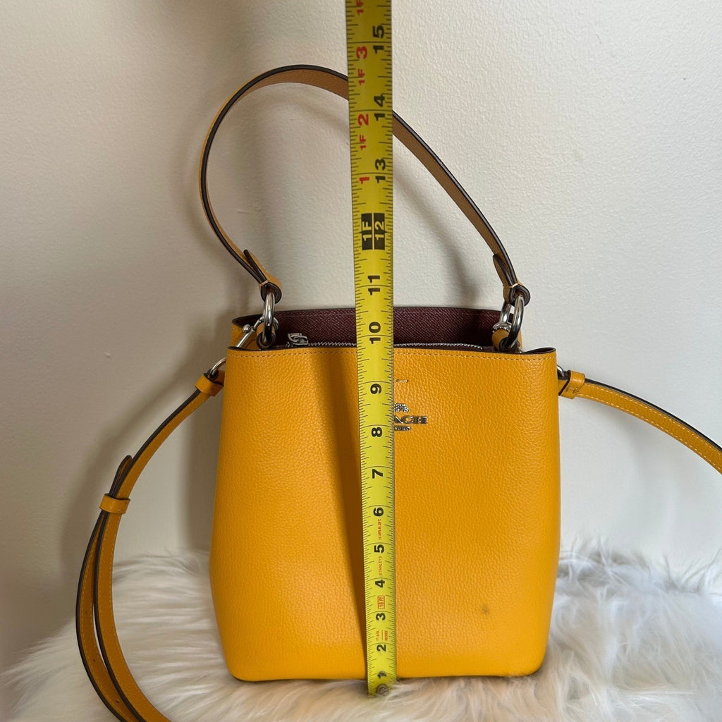 Coach Small Town Bucket Yellow Pebbled Leather Shoulder Bag 10118