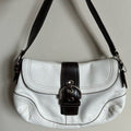 Coach Hobo F10910 White Brown Leather Buckle Shoulder Bag Good0