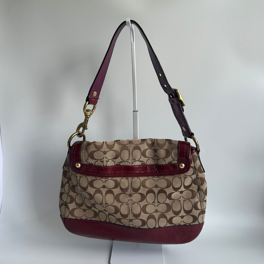 Coach Legacy Signature Ali Flap Mahogany Patent Leather Shoulder Bag Excellent1