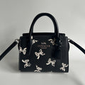 Coach Andrea Carryall Black Bow Print Leather Crossbody Bag CAA77 Excellent0