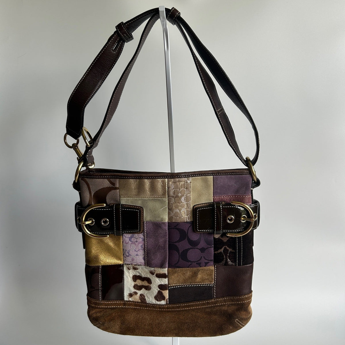 Coach Eva Holiday Patchwork Multi Mixed Leather Shoulder Bag 3573 Good0