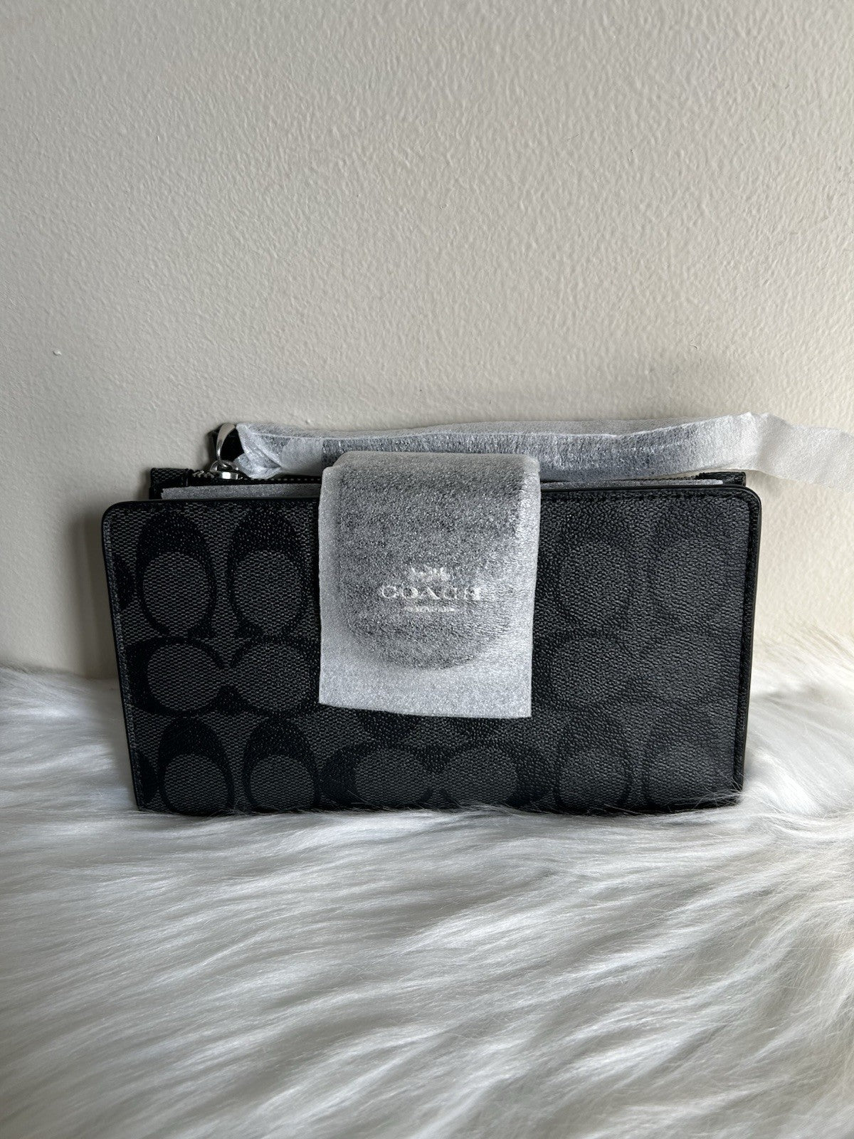 Coach Tech Wallet Graphite Black Signature Canvas C2874 NEW0