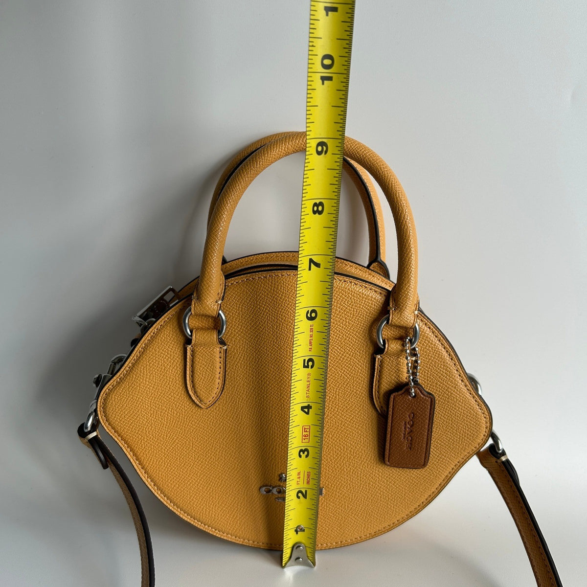 Coach Cantilever Yellow Crossgrain Leather Shoulder Bag Excellent7