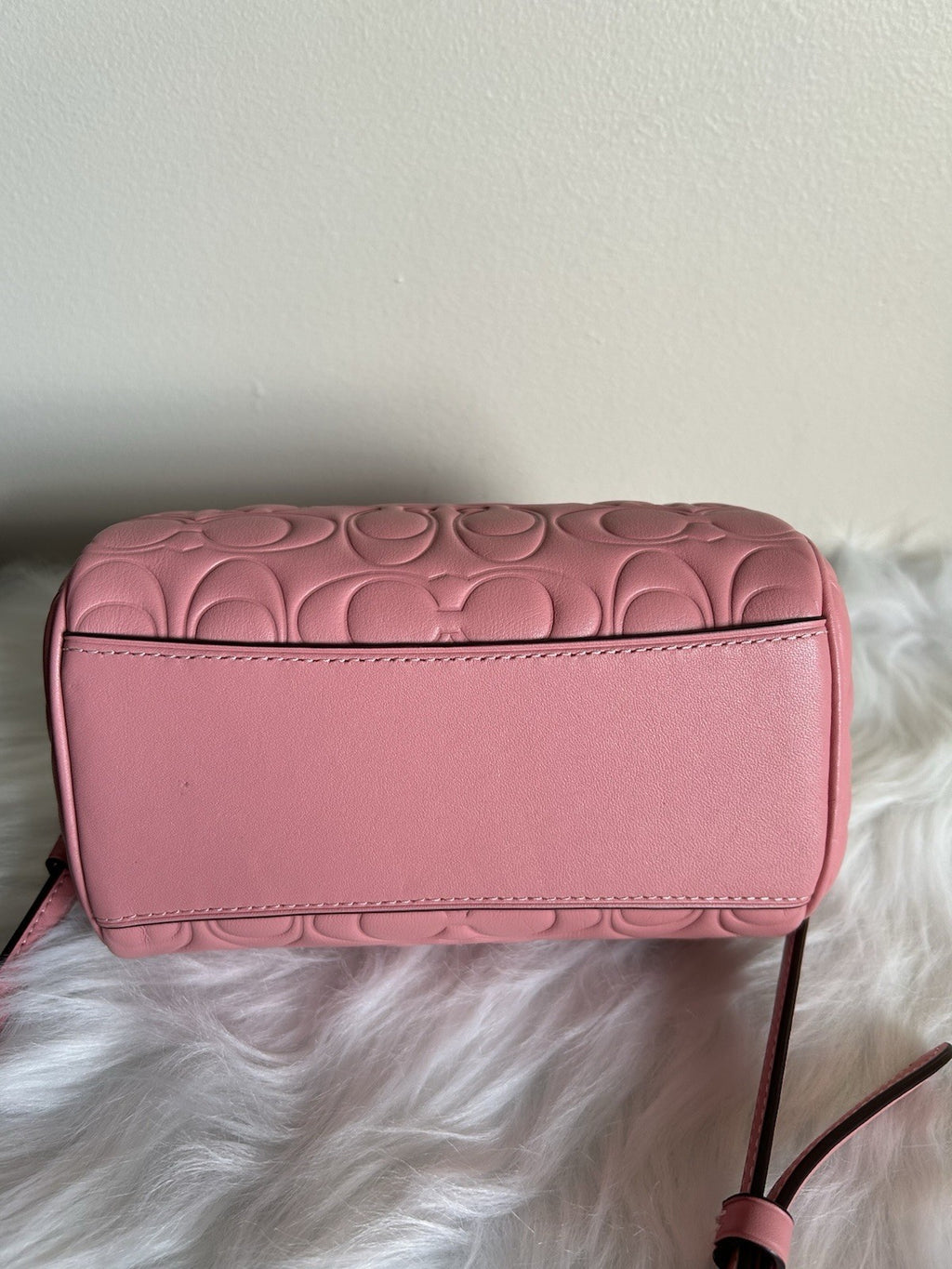 Coach Mini Rowan Light Blush Signature Embossed Leather Satchel NWT2