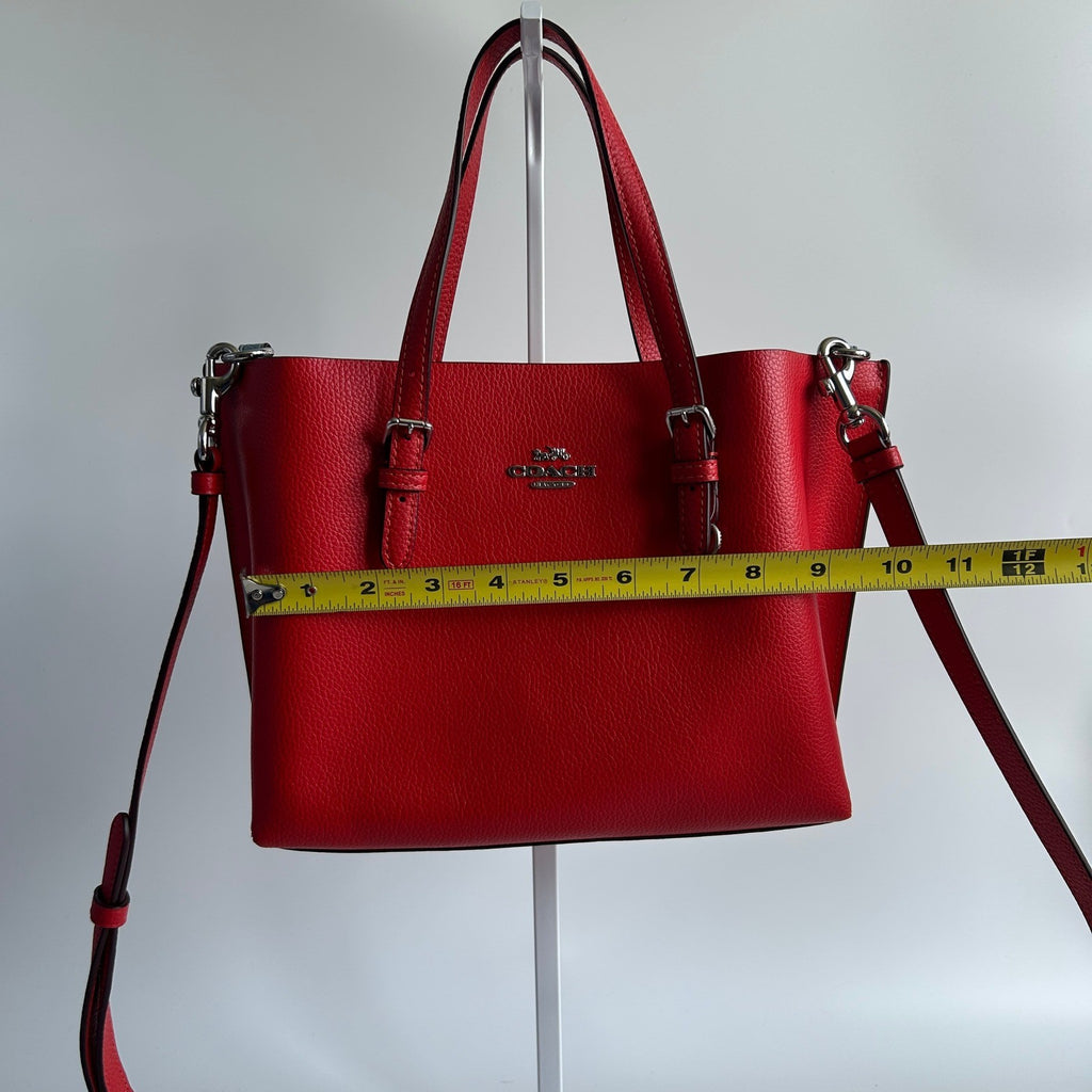 Coach Mollie Tote 25 Red Pebbled Leather Shoulder Bag Excellent6
