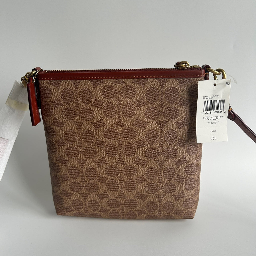 Coach Kitt Messenger Tan Rust Signature Canvas Crossbody Bag CC533 NWT1