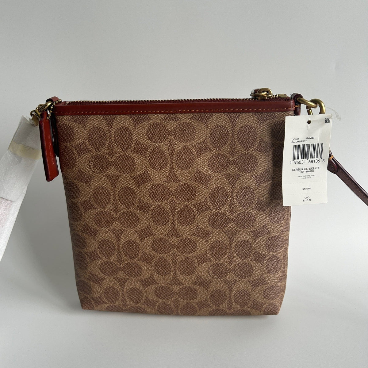 Coach Kitt Messenger Tan Rust Signature Canvas Crossbody Bag CC533 NWT1