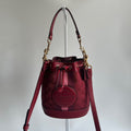 Coach Dempsey 15 Apple Red Jacquard Leather Bucket Bag Excellent0