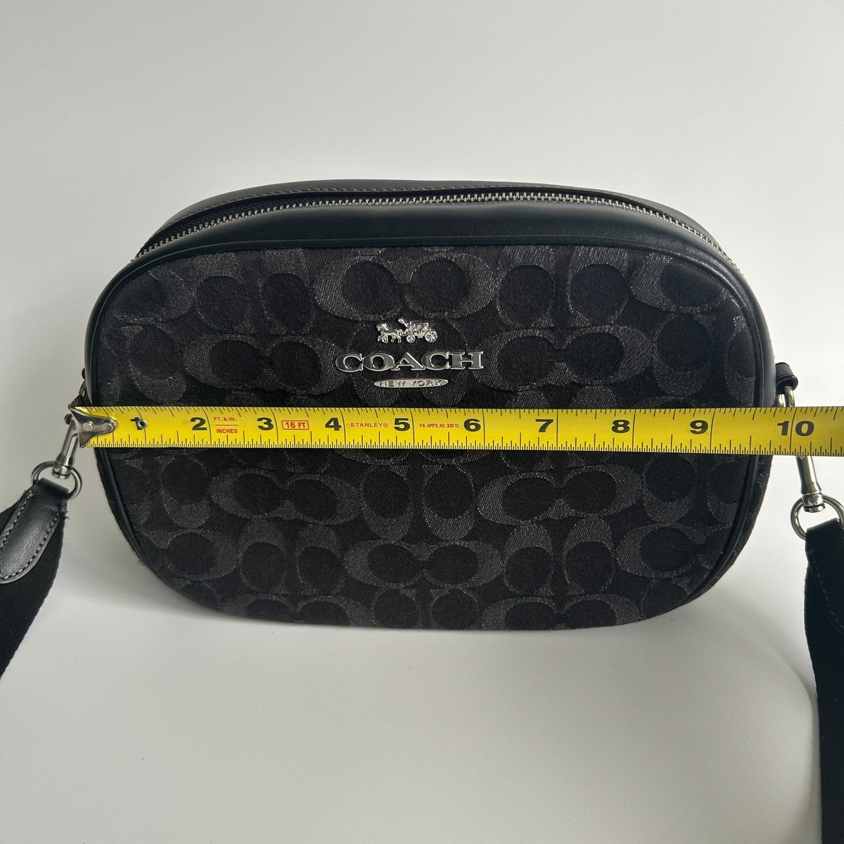 Coach Jamie Camera Bag Black Signature Denim Leather Crossbody C8219 Excellent8