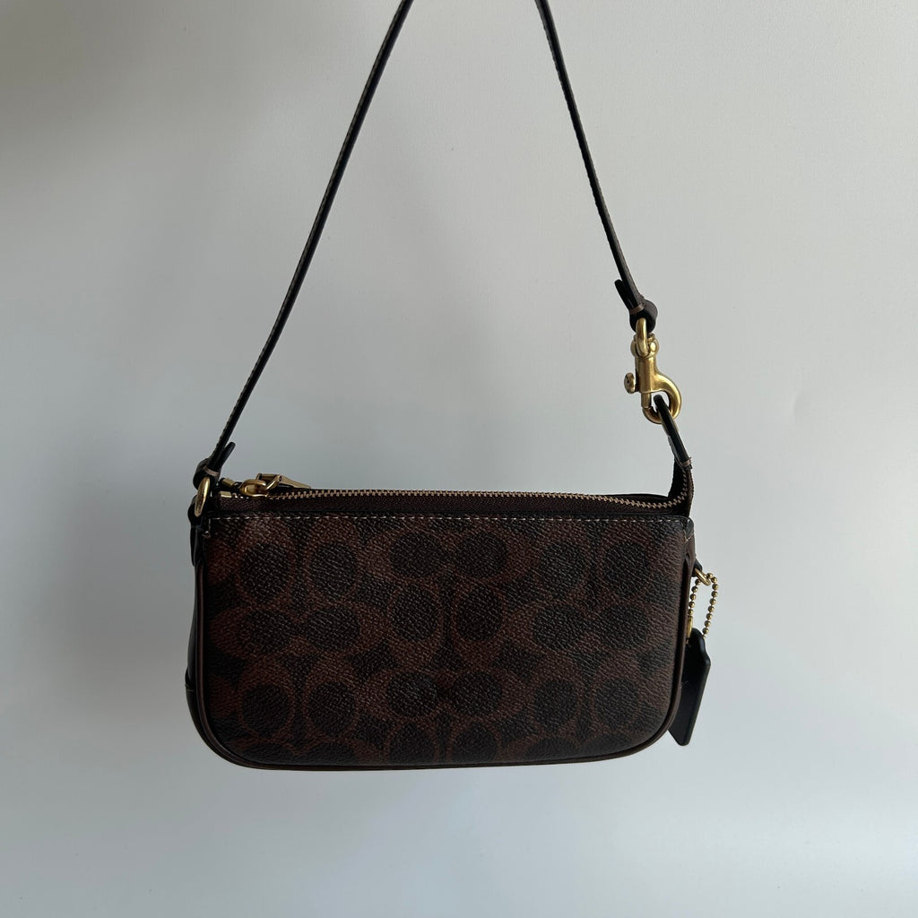 Coach Plaza Bag 18 Signature Brown Mini Shoulder Bag Very Good0