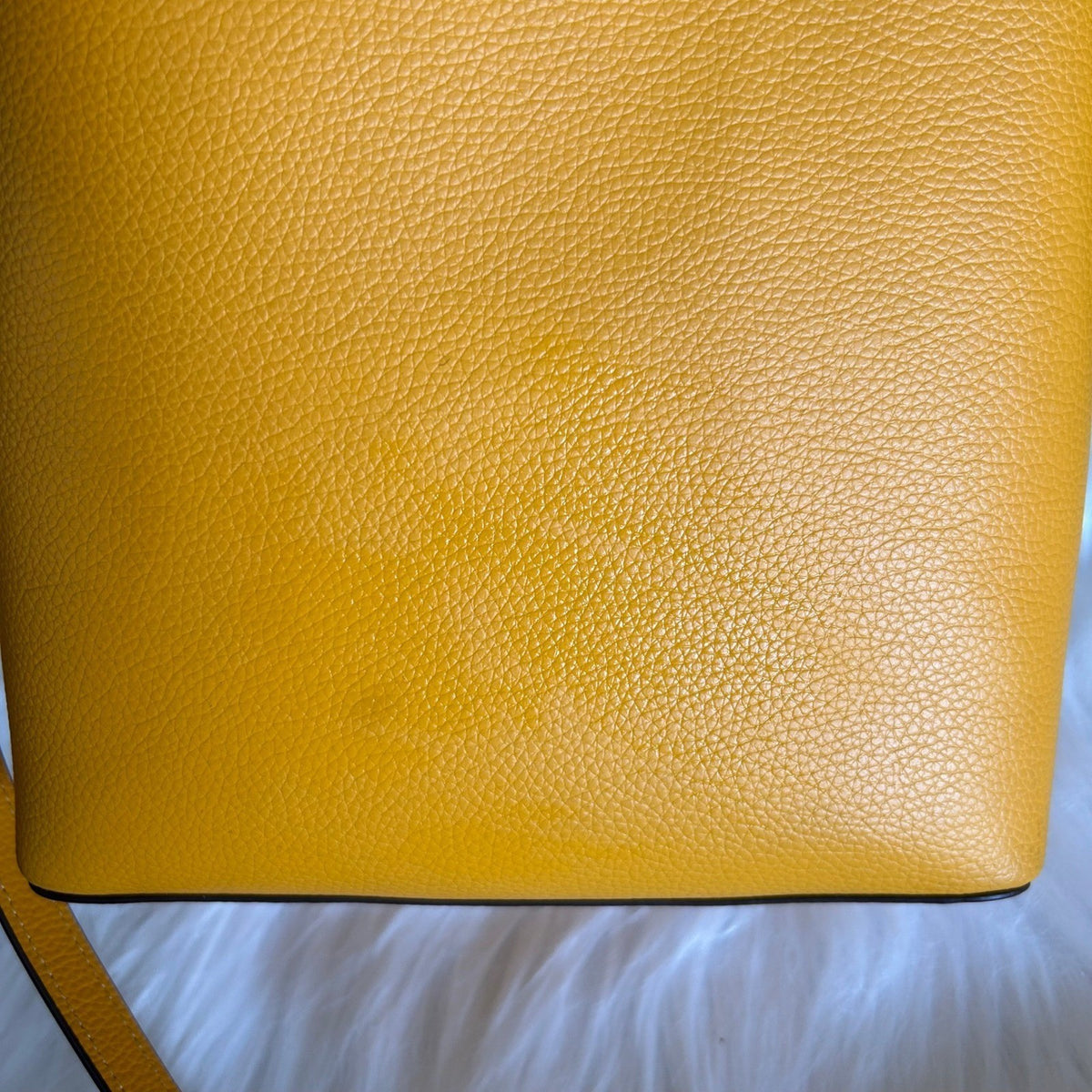 Coach Small Town Bucket Yellow Pebbled Leather Shoulder Bag 10114